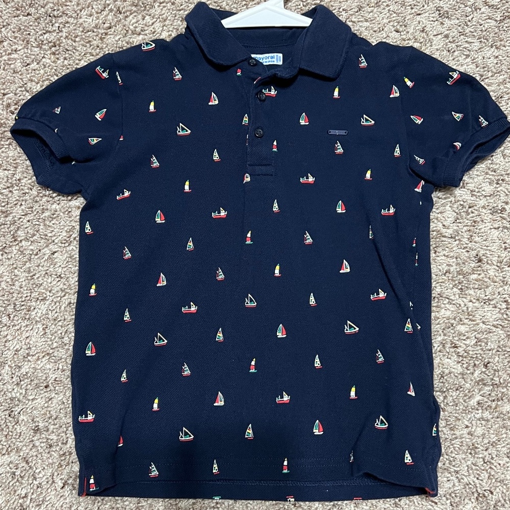 Mayoral Boys Sailboat Navy Polo Shirt